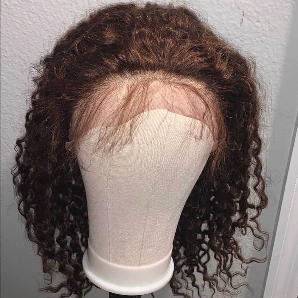 Brown curly 6indeep parting space wig
